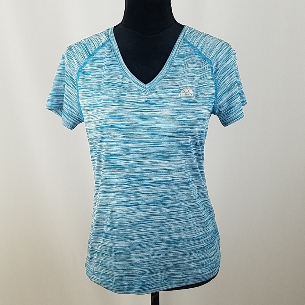 Adidas women S Climalite‎ short sleeve v-neck top athletic gorpcore Outdoor Hike